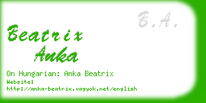 beatrix anka business card